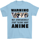 Warning May Start Talking About Anime Funny Mens T-Shirt Cotton Gildan Light Blue