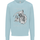 Wasted Life Grim Reaper Gothic Biker Skull Mens Sweatshirt Jumper Light Blue