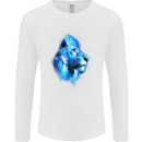 Watercolour Lion Mens Long Sleeve T-Shirt White