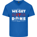 We Get It Done Funny IT Professional Tecky Mens V-Neck Cotton T-Shirt Royal Blue