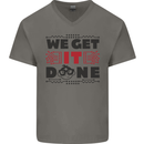 We Get It Done Funny Tecky  IT Professional Mens V-Neck Cotton T-Shirt Charcoal