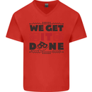 We Get It Done Funny Tecky  IT Professional Mens V-Neck Cotton T-Shirt Red