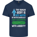 We're Basically Cucumbers With Anxiety Mens V-Neck Cotton T-Shirt Navy Blue