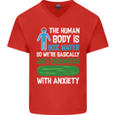We're Basically Cucumbers With Anxiety Mens V-Neck Cotton T-Shirt Red
