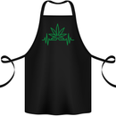 Weed Pulse Heart Cannabis Drugs ECG Cotton Apron 100% Organic Black