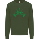 Weed Pulse Heart Cannabis Drugs ECG Kids Sweatshirt Jumper Forest Green