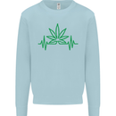 Weed Pulse Heart Cannabis Drugs ECG Kids Sweatshirt Jumper Light Blue