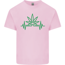 Weed Pulse Heart Cannabis Drugs ECG Kids T-Shirt Childrens Light Pink