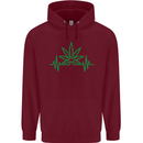 Weed Pulse Heart Cannabis Drugs ECG Mens 80% Cotton Hoodie Maroon