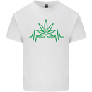 Weed Pulse Heart Cannabis Drugs ECG Mens Cotton T-Shirt Tee Top White