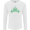 Weed Pulse Heart Cannabis Drugs ECG Mens Long Sleeve T-Shirt White