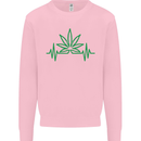 Weed Pulse Heart Cannabis Drugs ECG Mens Sweatshirt Jumper Light Pink