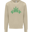 Weed Pulse Heart Cannabis Drugs ECG Mens Sweatshirt Jumper Sand