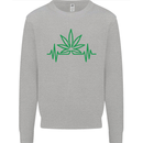 Weed Pulse Heart Cannabis Drugs ECG Mens Sweatshirt Jumper Sports Grey