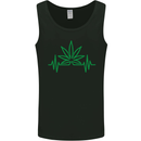 Weed Pulse Heart Cannabis Drugs ECG Mens Vest Tank Top Black
