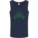 Weed Pulse Heart Cannabis Drugs ECG Mens Vest Tank Top Navy Blue