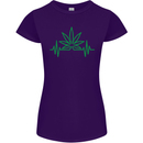 Weed Pulse Heart Cannabis Drugs ECG Womens Petite Cut T-Shirt Purple
