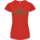 Weed Pulse Heart Cannabis Drugs ECG Womens Petite Cut T-Shirt Red