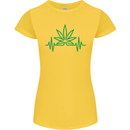 Weed Pulse Heart Cannabis Drugs ECG Womens Petite Cut T-Shirt Yellow