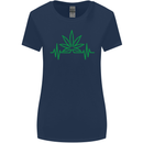 Weed Pulse Heart Cannabis Drugs ECG Womens Wider Cut T-Shirt Navy Blue