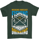 Weekend Fishing Funny Alcohol Beer Mens T-Shirt Cotton Gildan Forest Green
