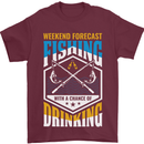 Weekend Fishing Funny Alcohol Beer Mens T-Shirt Cotton Gildan Maroon
