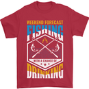 Weekend Fishing Funny Alcohol Beer Mens T-Shirt Cotton Gildan Red