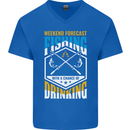 Weekend Fishing Funny Alcohol Beer Mens V-Neck Cotton T-Shirt Royal Blue