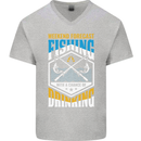 Weekend Fishing Funny Alcohol Beer Mens V-Neck Cotton T-Shirt Sports Grey