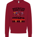 Weekend Forecast Cycling Cyclist Bicycle Mens Sweatshirt Jumper Red