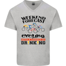 Weekend Forecast Cycling Cyclist Bicycle Mens V-Neck Cotton T-Shirt Sports Grey
