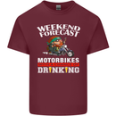Weekend Forecast Motorbikes Mens Cotton T-Shirt Tee Top Maroon