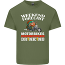 Weekend Forecast Motorbikes Mens Cotton T-Shirt Tee Top Military Green