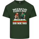 Weekend Forecast Rugby Funny Beer Alcohol Mens Cotton T-Shirt Tee Top Forest Green