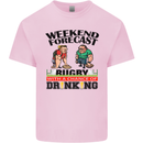 Weekend Forecast Rugby Funny Beer Alcohol Mens Cotton T-Shirt Tee Top Light Pink