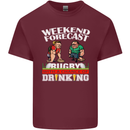 Weekend Forecast Rugby Funny Beer Alcohol Mens Cotton T-Shirt Tee Top Maroon