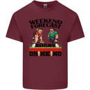 Weekend Forecast Rugby Funny Beer Alcohol Mens Cotton T-Shirt Tee Top Maroon