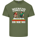 Weekend Forecast Rugby Funny Beer Alcohol Mens Cotton T-Shirt Tee Top Military Green