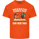 Weekend Forecast Rugby Funny Beer Alcohol Mens Cotton T-Shirt Tee Top Orange