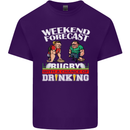 Weekend Forecast Rugby Funny Beer Alcohol Mens Cotton T-Shirt Tee Top Purple