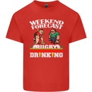 Weekend Forecast Rugby Funny Beer Alcohol Mens Cotton T-Shirt Tee Top Red