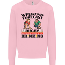 Weekend Forecast Rugby Funny Beer Alcohol Mens Sweatshirt Jumper Light Pink