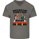Weekend Forecast Rugby Funny Beer Alcohol Mens V-Neck Cotton T-Shirt Charcoal