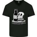 What We Love Kills Us Burger Food Skull Mens V-Neck Cotton T-Shirt Black