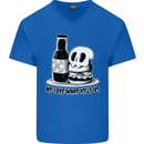 What We Love Kills Us Burger Food Skull Mens V-Neck Cotton T-Shirt Royal Blue
