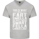 What a Fart Smella Looks Like Funny Slogan Mens V-Neck Cotton T-Shirt Sports Grey