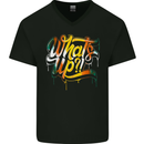What's up? Colourful Slogan Mens V-Neck Cotton T-Shirt Black