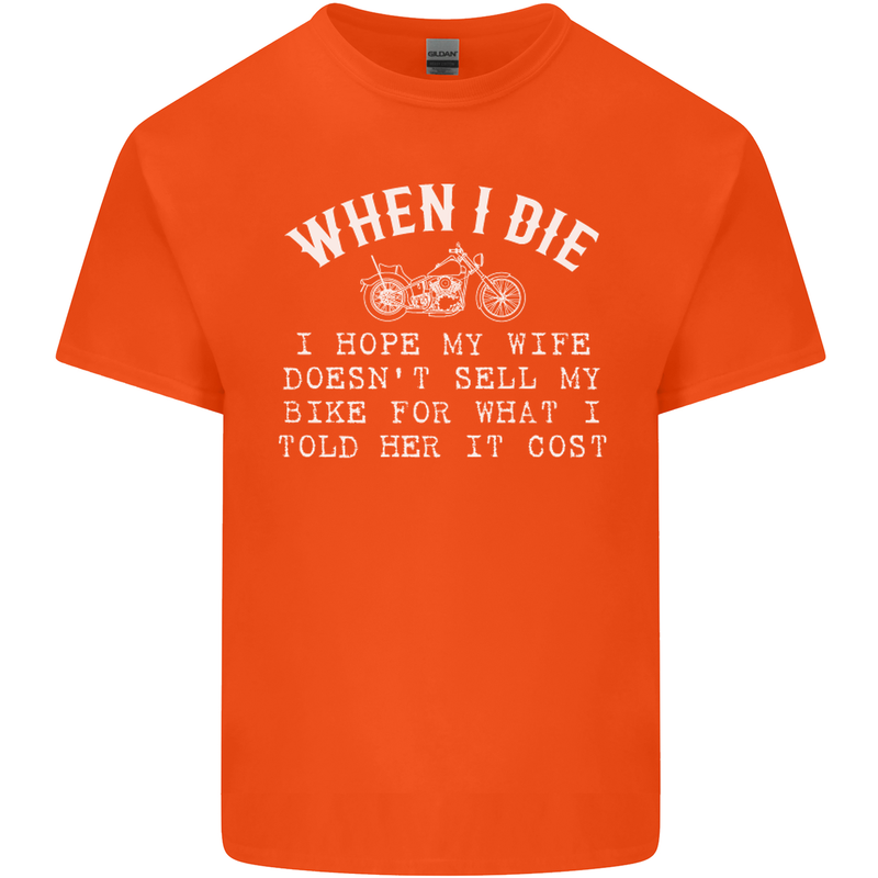 When I Die Motorbike Motorcycle Biker Mens Cotton T-Shirt Tee Top Orange