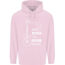 When Words Fail Music Speaks Guitar Childrens Kids Hoodie Light Pink