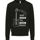 When Words Fail Music Speaks Guitar Kids Sweatshirt Jumper Black